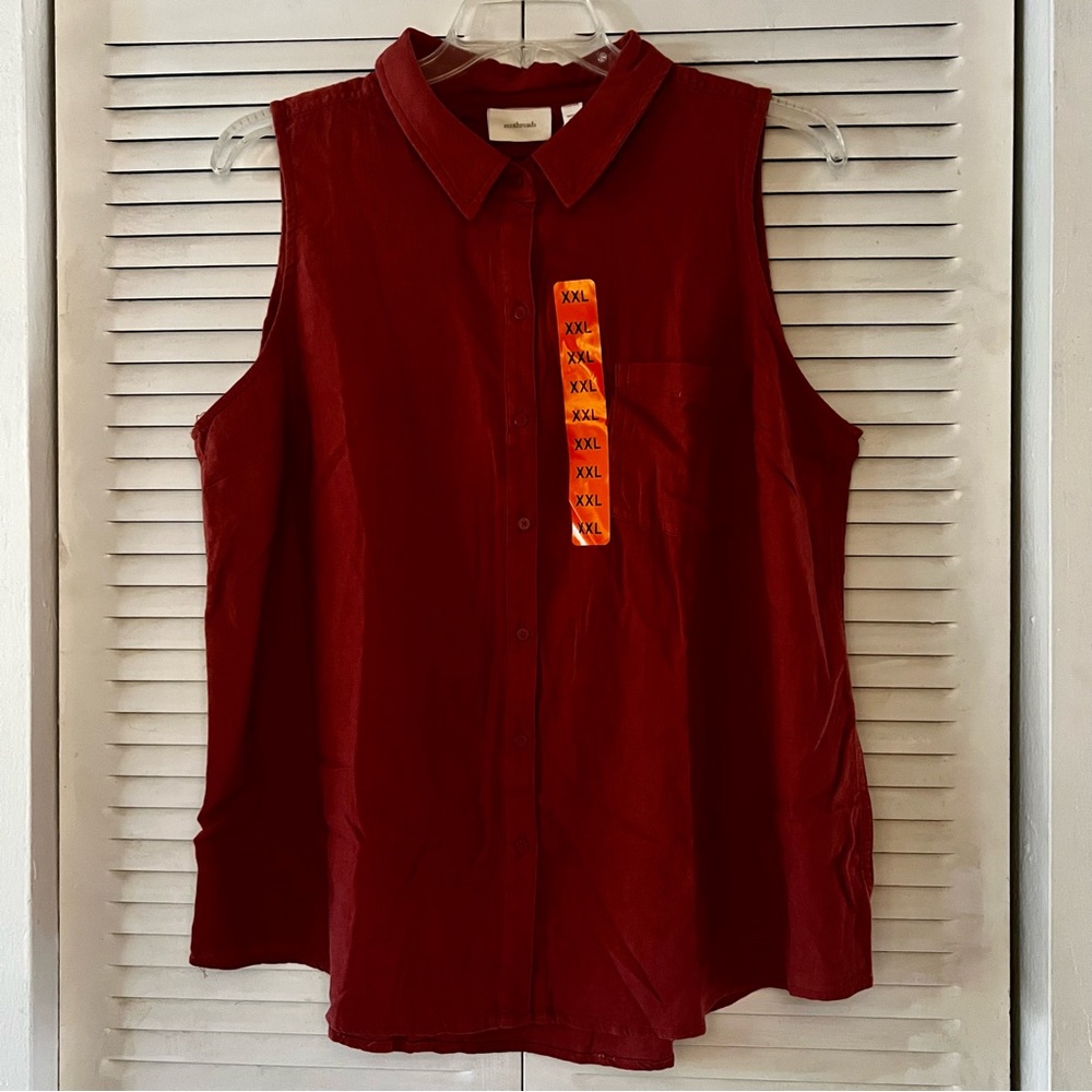 Echothreads Sleeveless Button-up Top